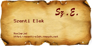 Szenti Elek névjegykártya